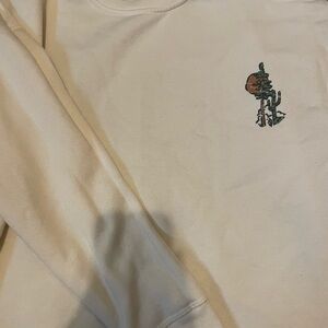 Elegant Cream Crew Neck Sweater with Embroidery